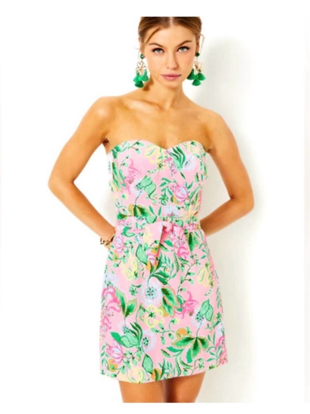 Lilly Pulitzer Pink Strapless Floral Mini Dress Size 00